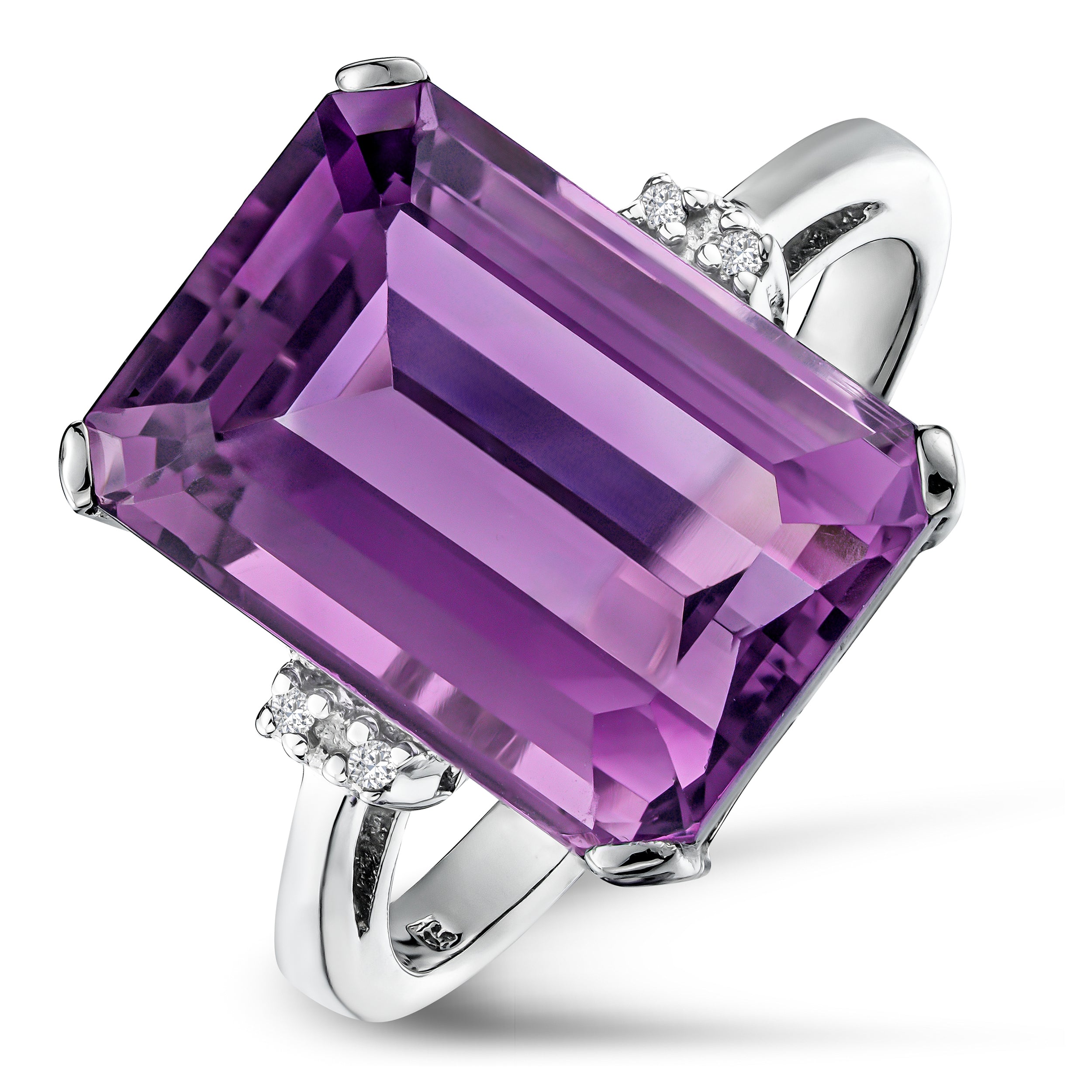 Amethyst 6.40ct And Diamond 925 Sterling Silver Ring